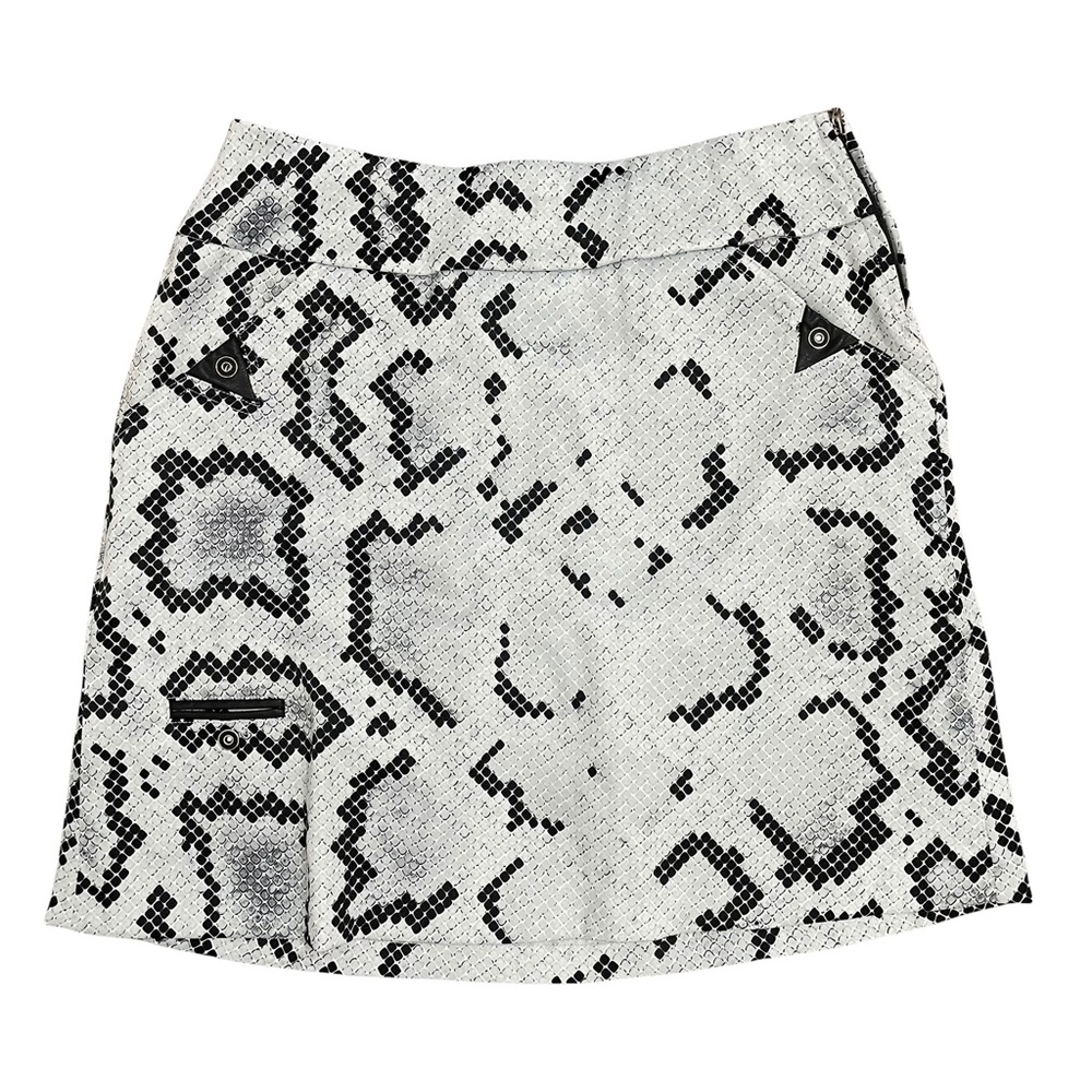 Jamie Sadock Golf Skirt Skort Snakeskin Print Black Grey Sz 4